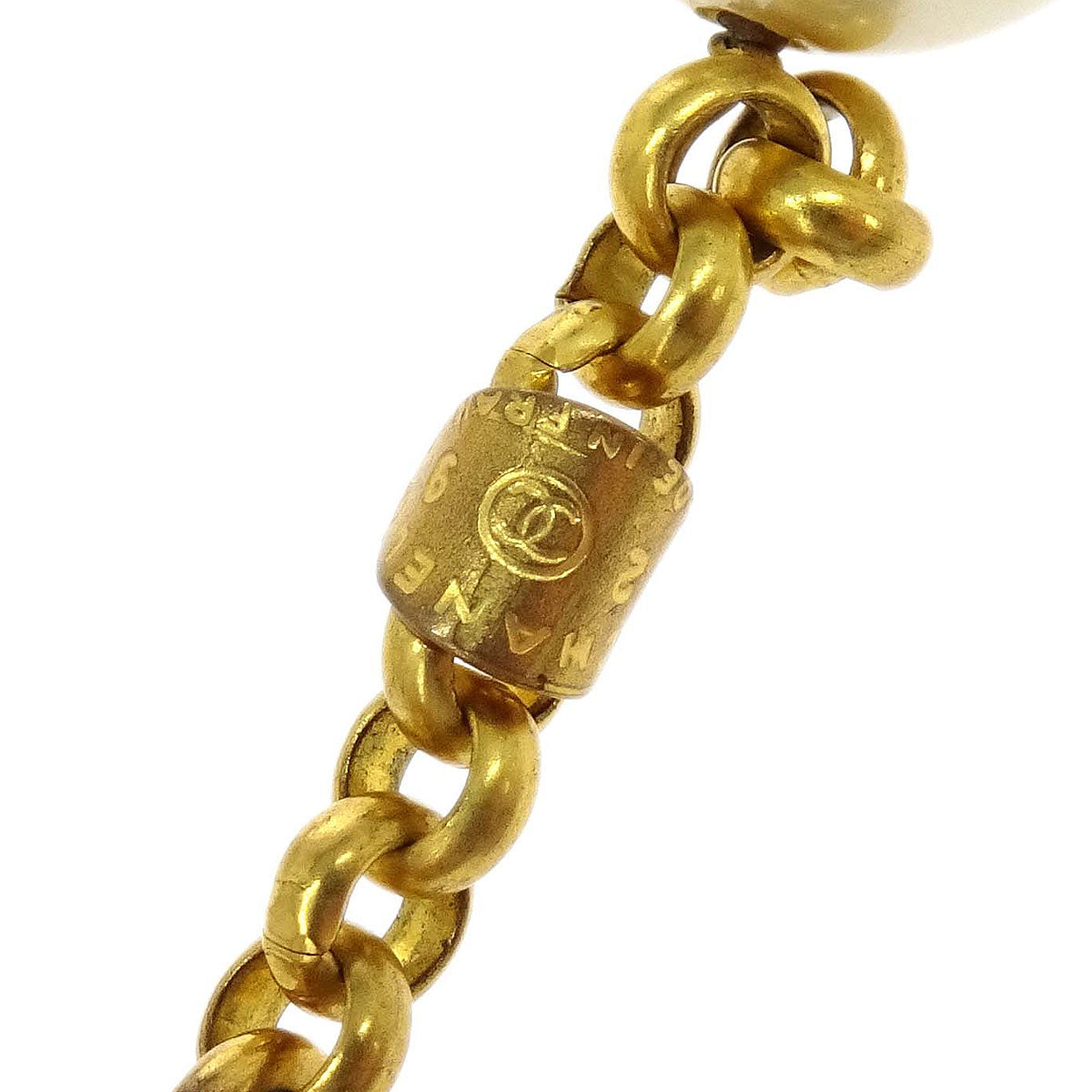 Chanel Chain Necklace Gold Costume Pearl 29