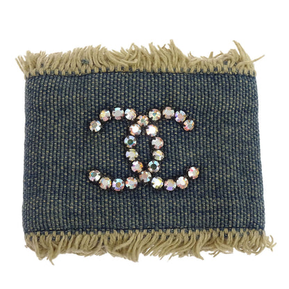Chanel Denim Wristband Bracelet Rhinestone Blue 01P