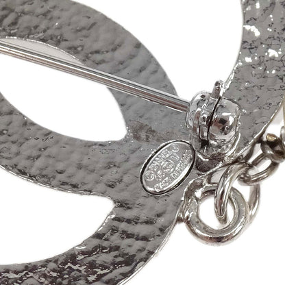 Chanel CC Costume Pearl Brooch Pin Silver 05V
