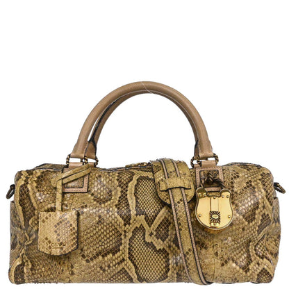 Loewe * Beige Python 2way Shoulder Handbag