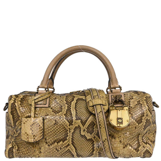 Loewe * Beige Python 2way Shoulder Handbag