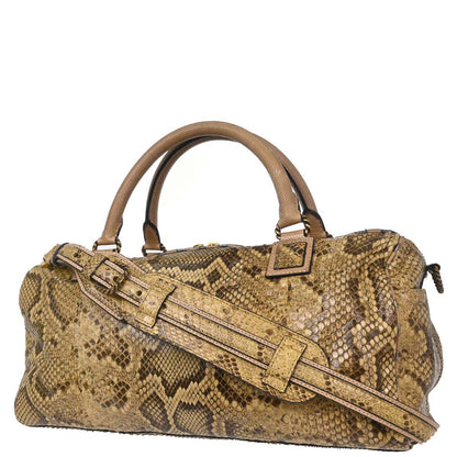 Loewe * Beige Python 2way Shoulder Handbag