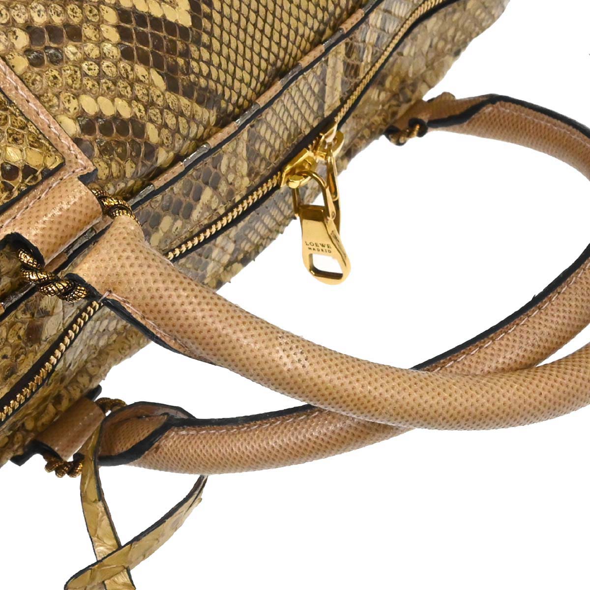 Loewe * Beige Python 2way Shoulder Handbag