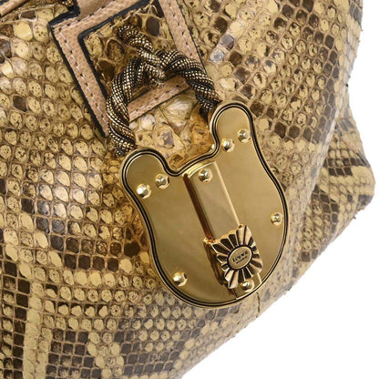 Loewe * Beige Python 2way Shoulder Handbag