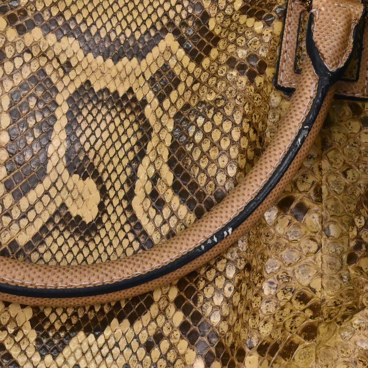 Loewe * Beige Python 2way Shoulder Handbag