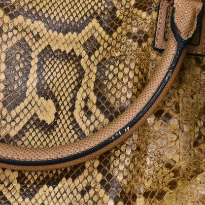 Loewe * Beige Python 2way Shoulder Handbag
