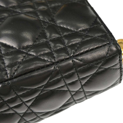 Christian Dior Black Lambskin Large Lady Dior Cannage 2way Shoulder Handbag