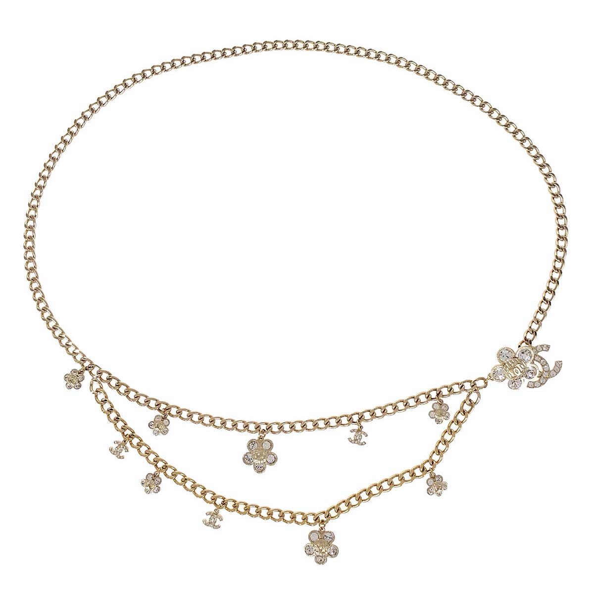 Chanel Chain Belt CC Gold Rhinestone 06A Small Good