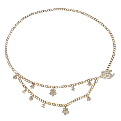 Chanel Chain Belt CC Gold Rhinestone 06A Small Good