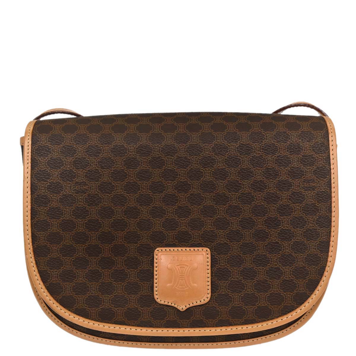 Celine Brown PVC Macadam Shoulder Bag