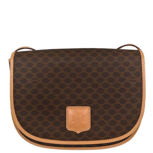 Celine Brown PVC Macadam Shoulder Bag