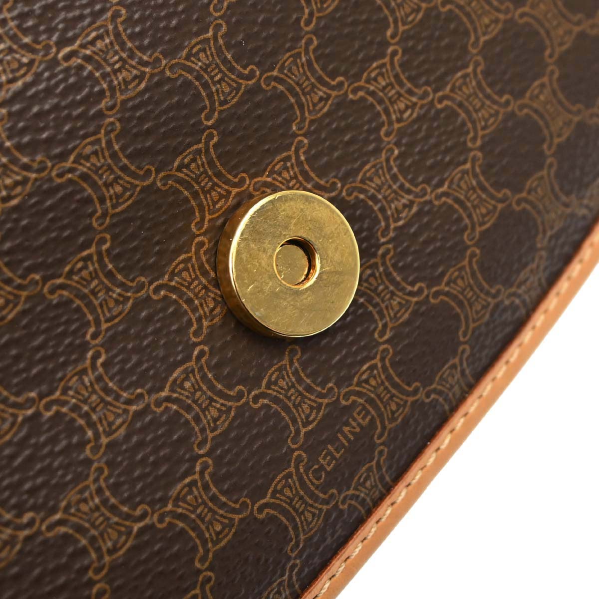 Celine Brown PVC Macadam Shoulder Bag