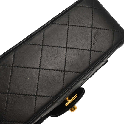 Chanel Black Lambskin Mini Classic Square Flap Shoulder Bag 17
