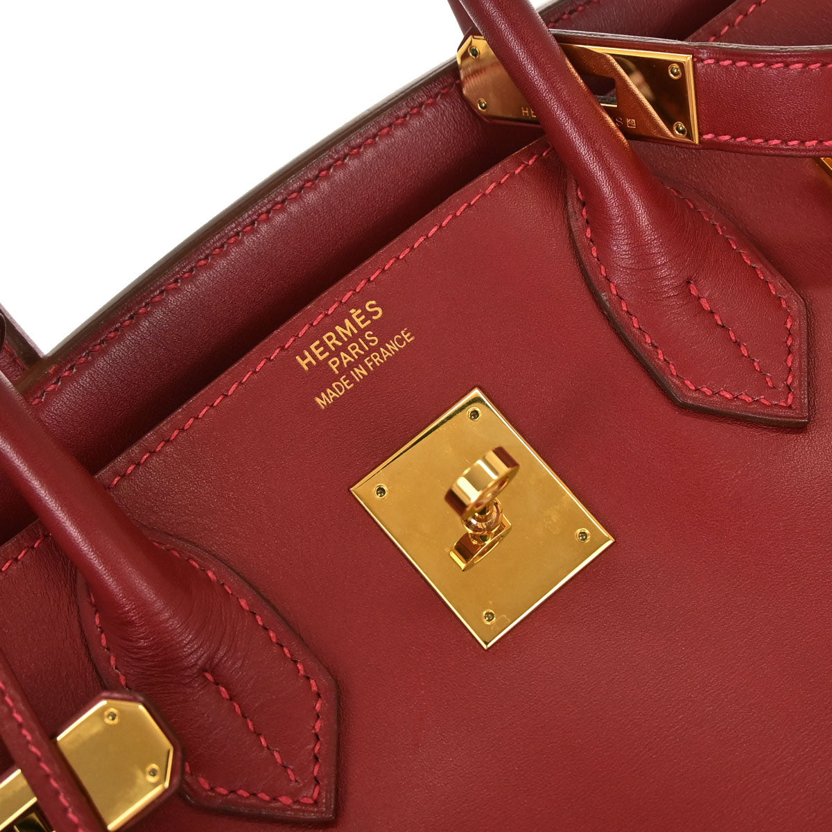 Hermes Rouge Vif Box Calf Birkin 30 Handbag