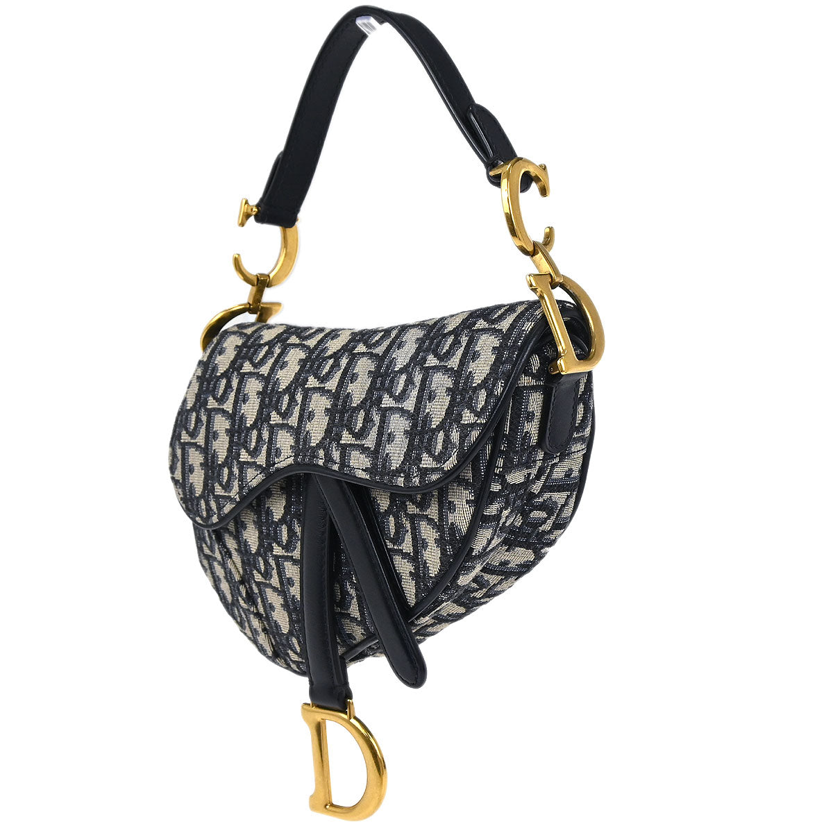 Christian Dior Navy Trotter Oblique Mini Saddle 2way Shoulder Handbag