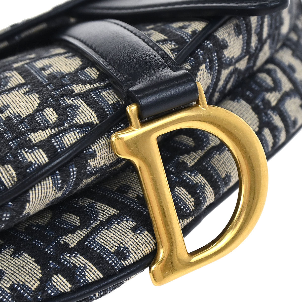 Christian Dior Navy Trotter Oblique Mini Saddle 2way Shoulder Handbag