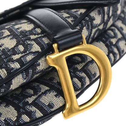 Christian Dior Navy Trotter Oblique Mini Saddle 2way Shoulder Handbag