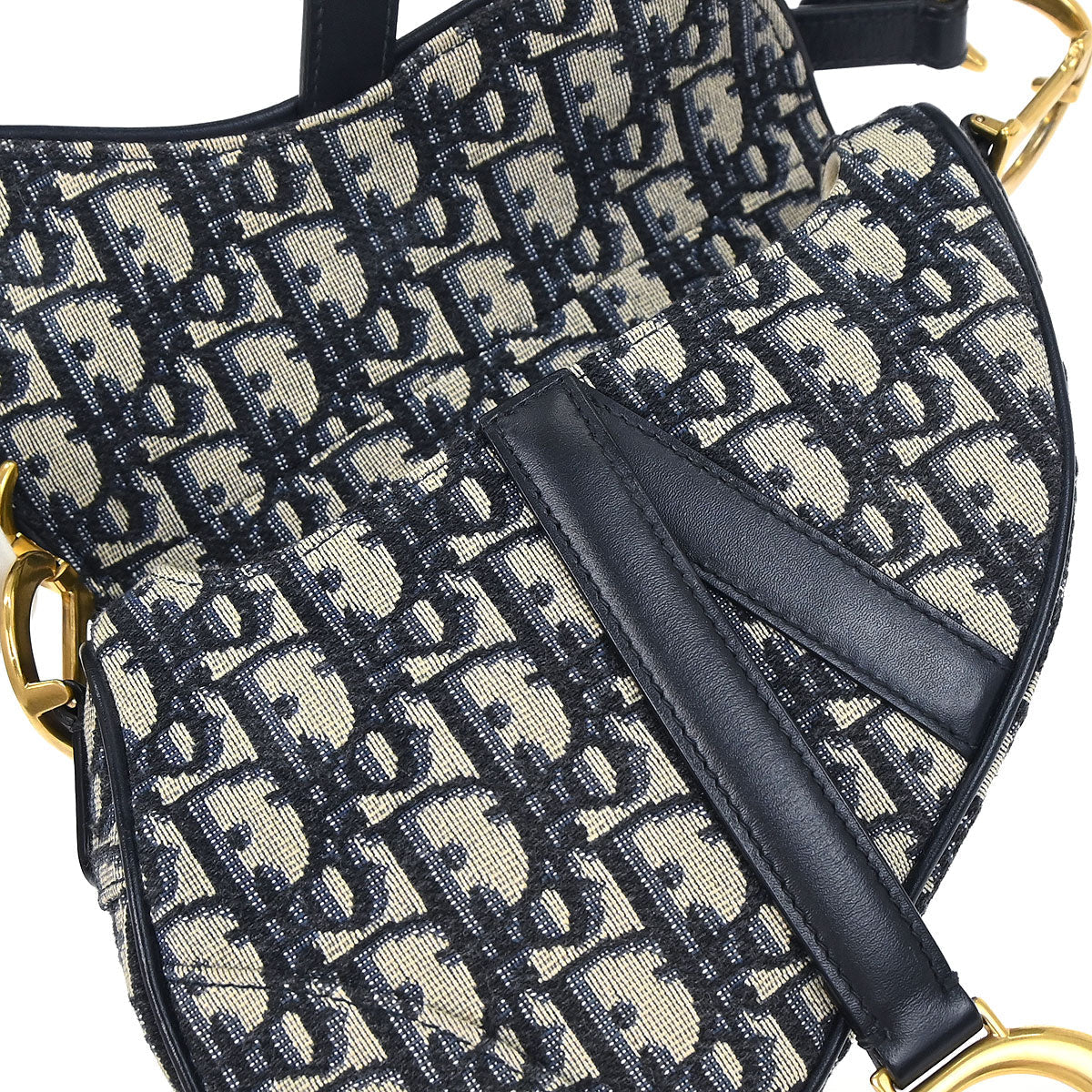 Christian Dior Navy Trotter Oblique Mini Saddle 2way Shoulder Handbag