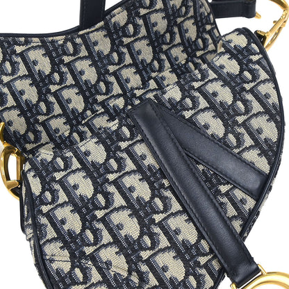 Christian Dior Navy Trotter Oblique Mini Saddle 2way Shoulder Handbag
