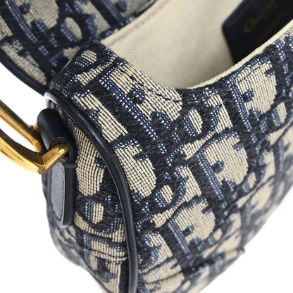 Christian Dior Navy Trotter Oblique Mini Saddle 2way Shoulder Handbag