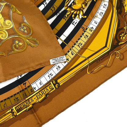Hermes Scarf Carre 90 Dies et Hore Brown Small Good