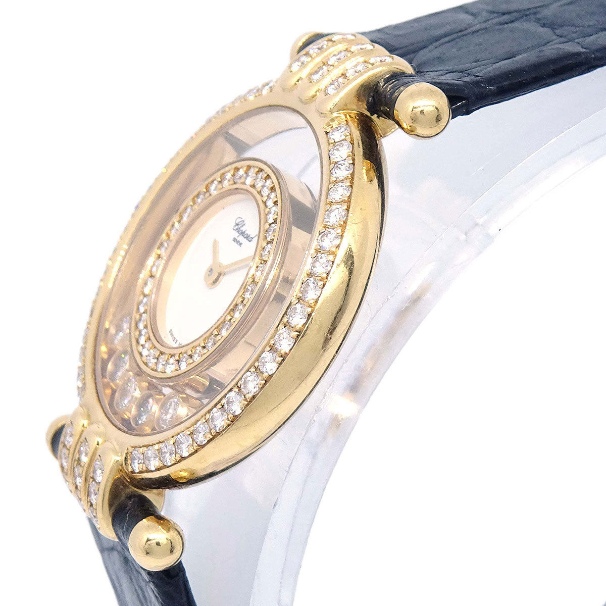 Chopard * Happy Diamonds Ref.20/5605 Quartz Watch 18KYG Diamond Crocodile