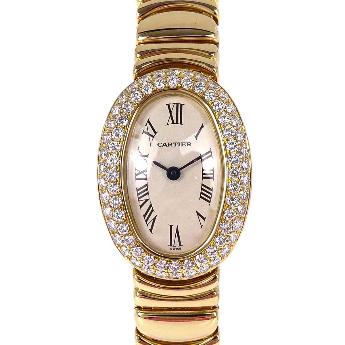 Cartier Mini Baignoire 18mm Ref.2368 Quartz Watch 18KYG Diamond