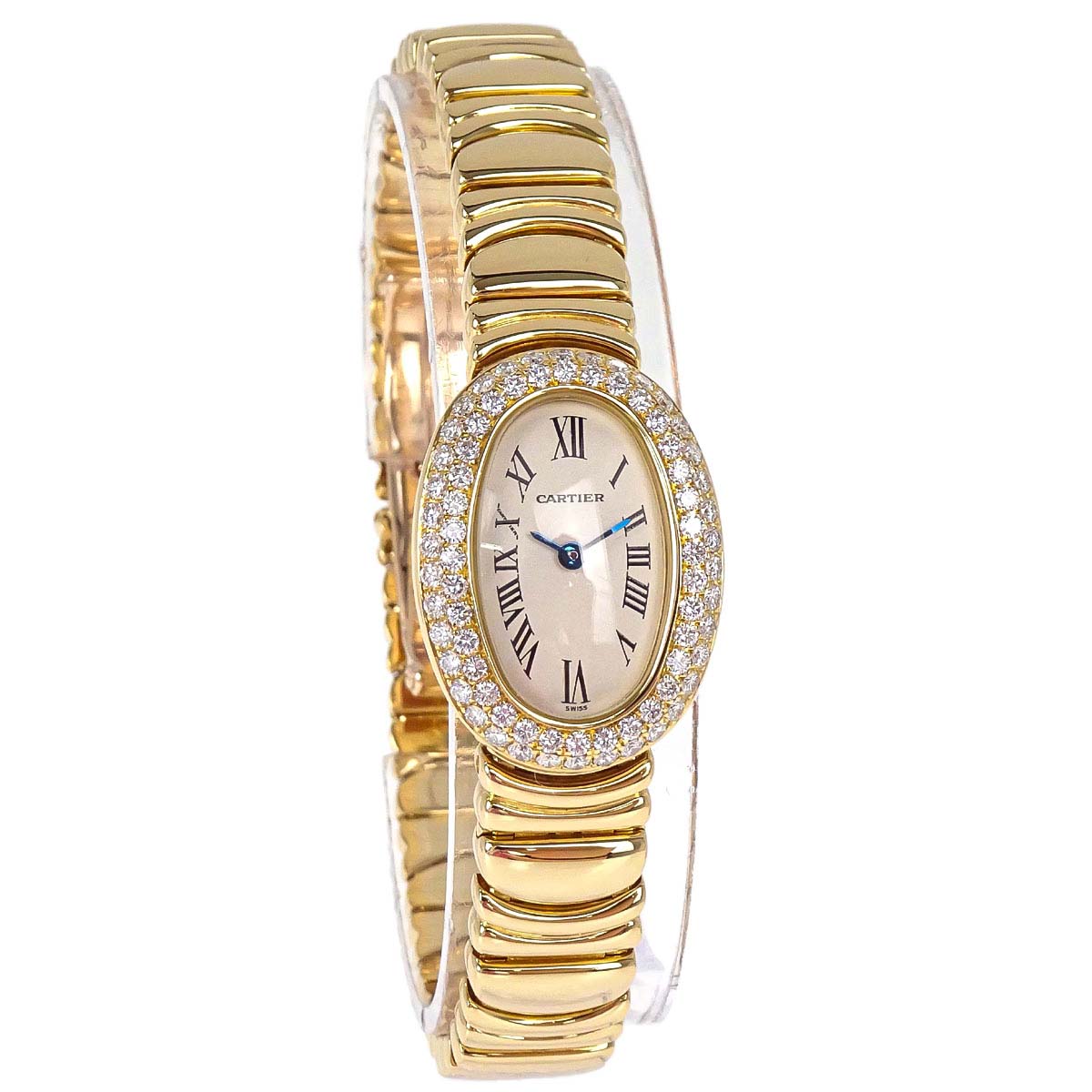 Cartier Mini Baignoire 18mm Ref.2368 Quartz Watch 18KYG Diamond