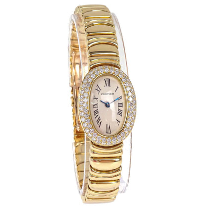 Cartier Mini Baignoire 18mm Ref.2368 Quartz Watch 18KYG Diamond