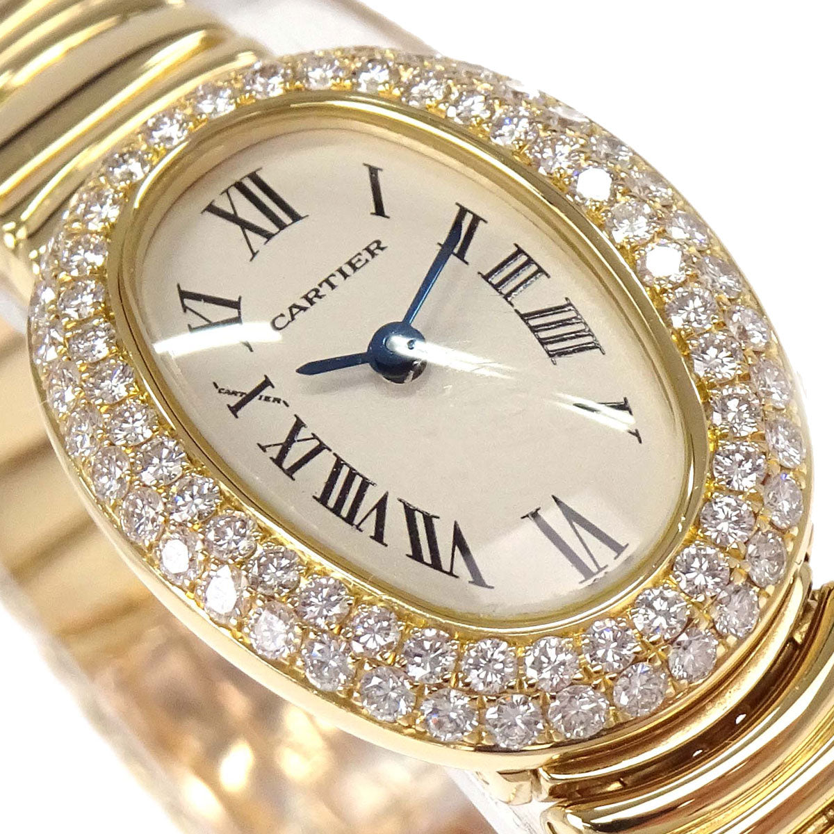 Cartier Mini Baignoire 18mm Ref.2368 Quartz Watch 18KYG Diamond