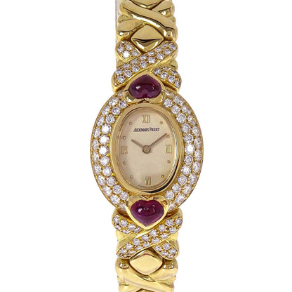 Audemars Piguet Diamond Ruby YG Watch 21mm Ref.66845BA Quartz 18KYG