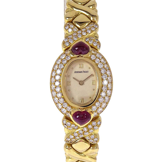 Audemars Piguet Diamond Ruby YG Watch 21mm Ref.66845BA Quartz 18KYG