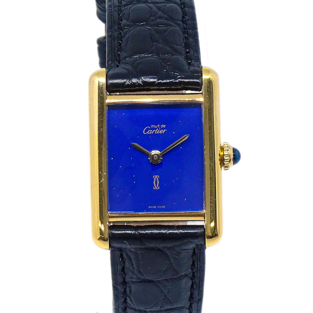 Cartier * Must Tank Manual-winding Watch SV925 Lapis-lazuli Alligator