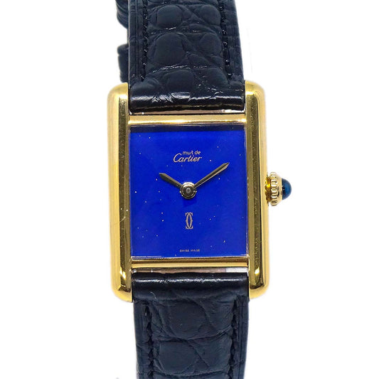 Cartier * Must Tank Manual-winding Watch SV925 Lapis-lazuli Alligator