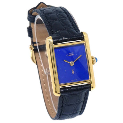 Cartier * Must Tank Manual-winding Watch SV925 Lapis-lazuli Alligator