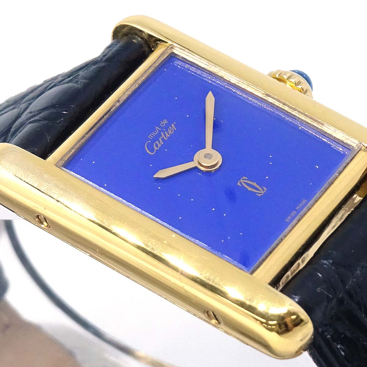 Cartier * Must Tank Manual-winding Watch SV925 Lapis-lazuli Alligator