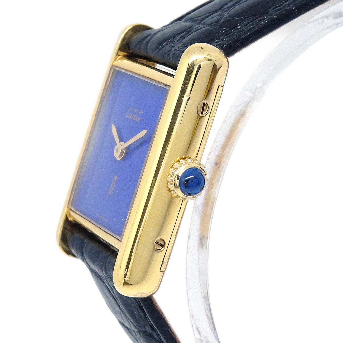 Cartier * Must Tank Manual-winding Watch SV925 Lapis-lazuli Alligator