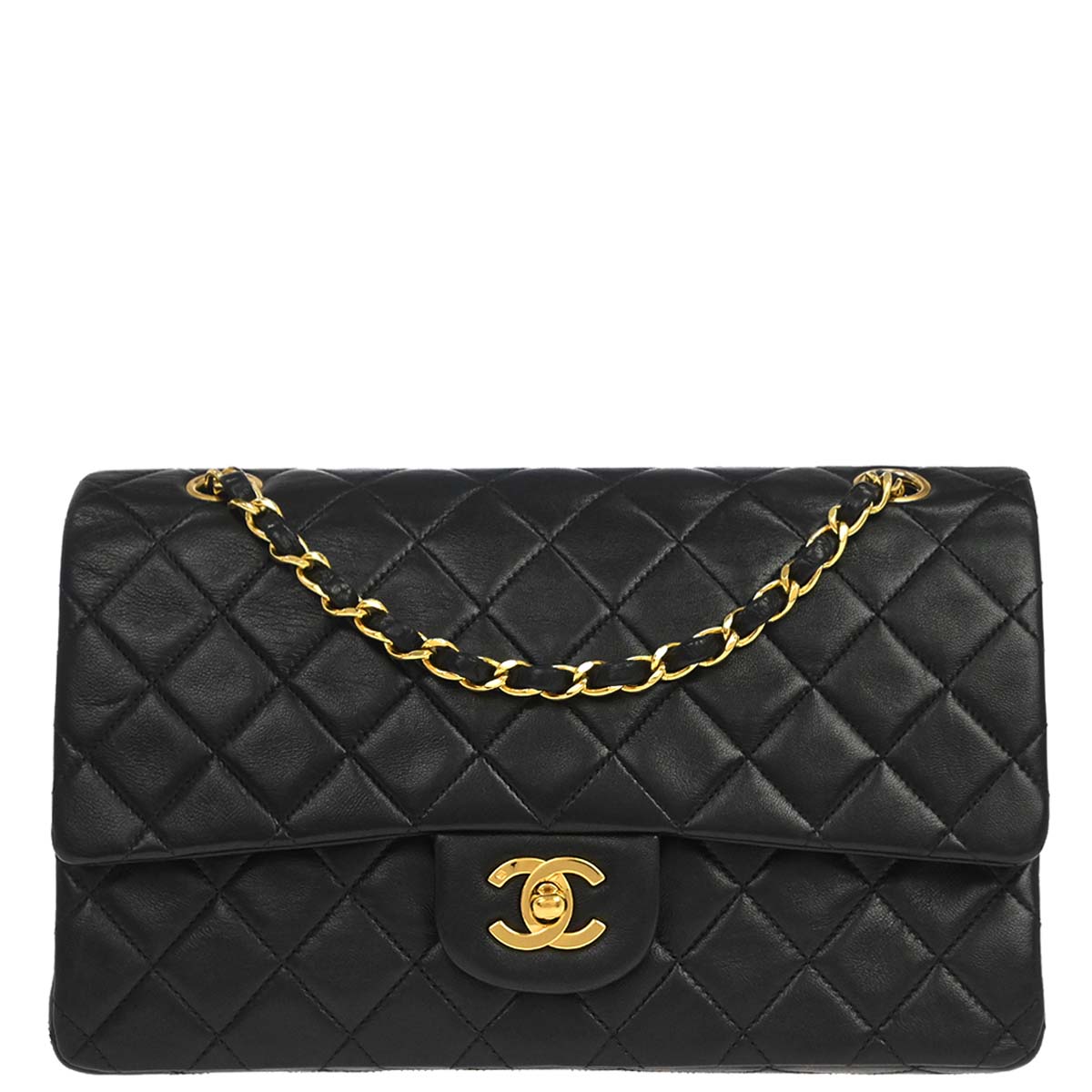 Chanel Black Lambskin Medium Classic Double Flap Shoulder Bag
