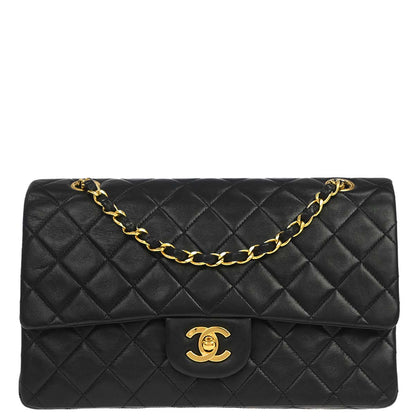 Chanel Black Lambskin Medium Classic Double Flap Shoulder Bag