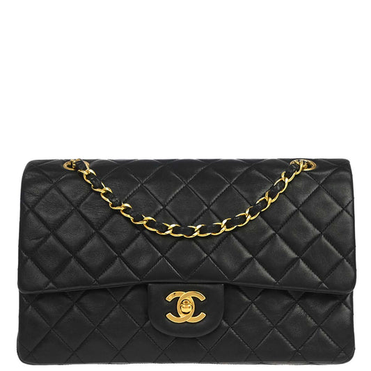Chanel Black Lambskin Medium Classic Double Flap Shoulder Bag