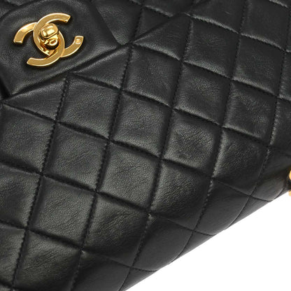 Chanel Black Lambskin Medium Classic Double Flap Shoulder Bag
