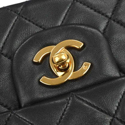Chanel Black Lambskin Medium Classic Double Flap Shoulder Bag