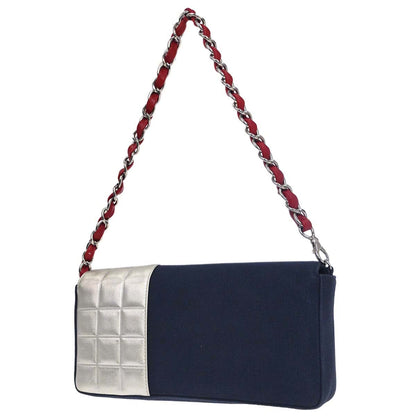 Chanel Navy Silver Canvas No.5 Choco Bar Handbag