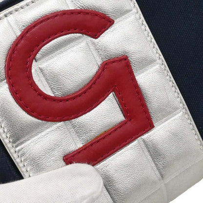 Chanel Navy Silver Canvas No.5 Choco Bar Handbag