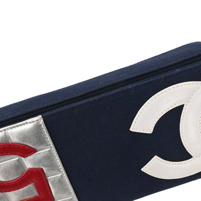 Chanel Navy Silver Canvas No.5 Choco Bar Handbag