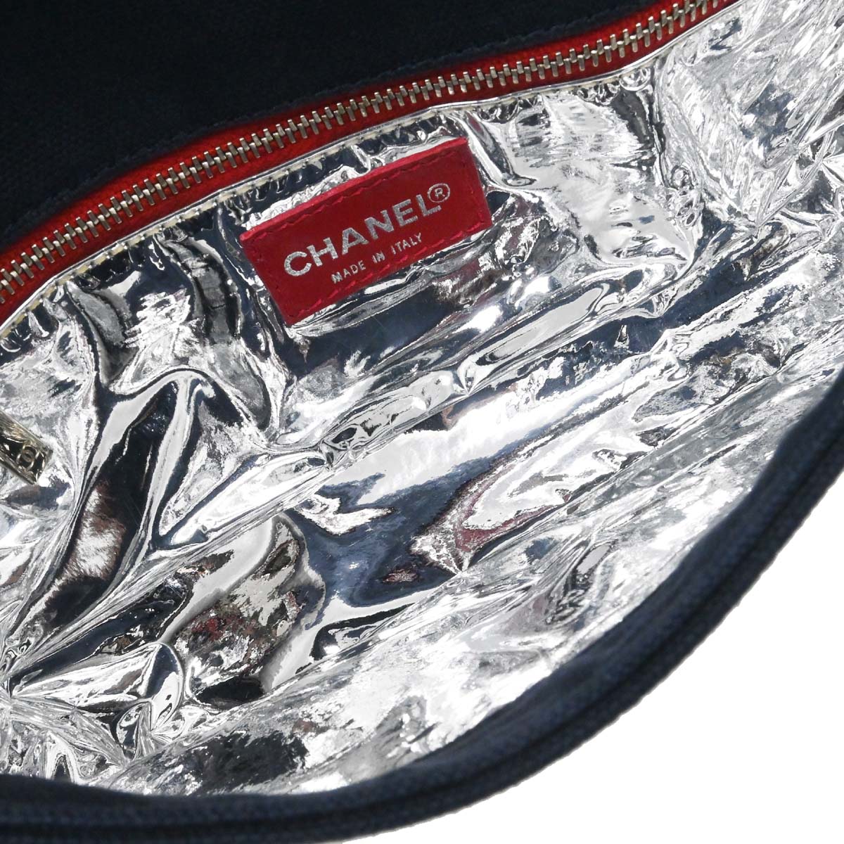 Chanel Navy Silver Canvas No.5 Choco Bar Handbag