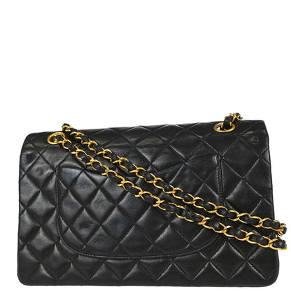 Chanel 1994-1996 Black Lambskin Medium Classic Double Flap Shoulder Bag