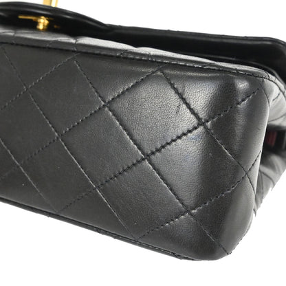 Chanel 1994-1996 Black Lambskin Medium Classic Double Flap Shoulder Bag