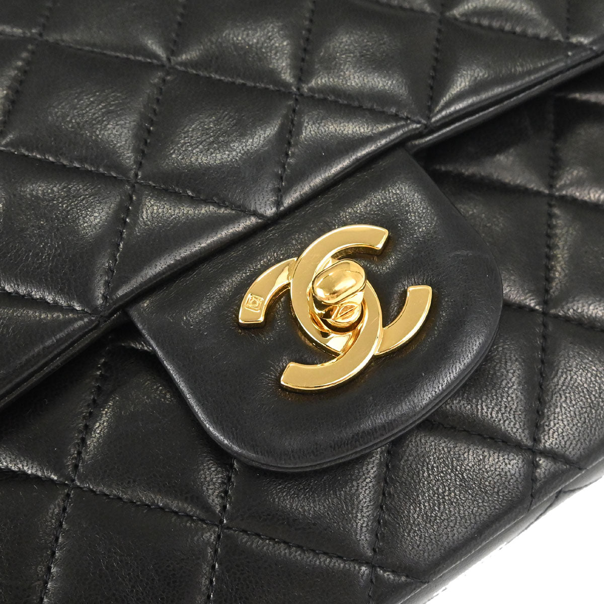 Chanel 1994-1996 Black Lambskin Medium Classic Double Flap Shoulder Bag