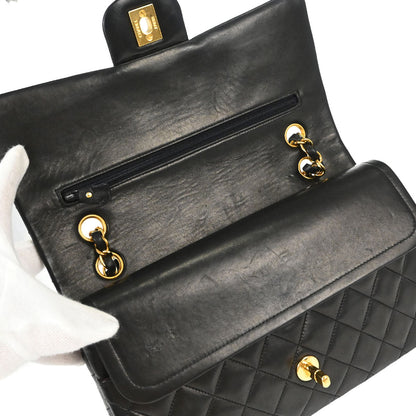 Chanel 1994-1996 Black Lambskin Medium Classic Double Flap Shoulder Bag